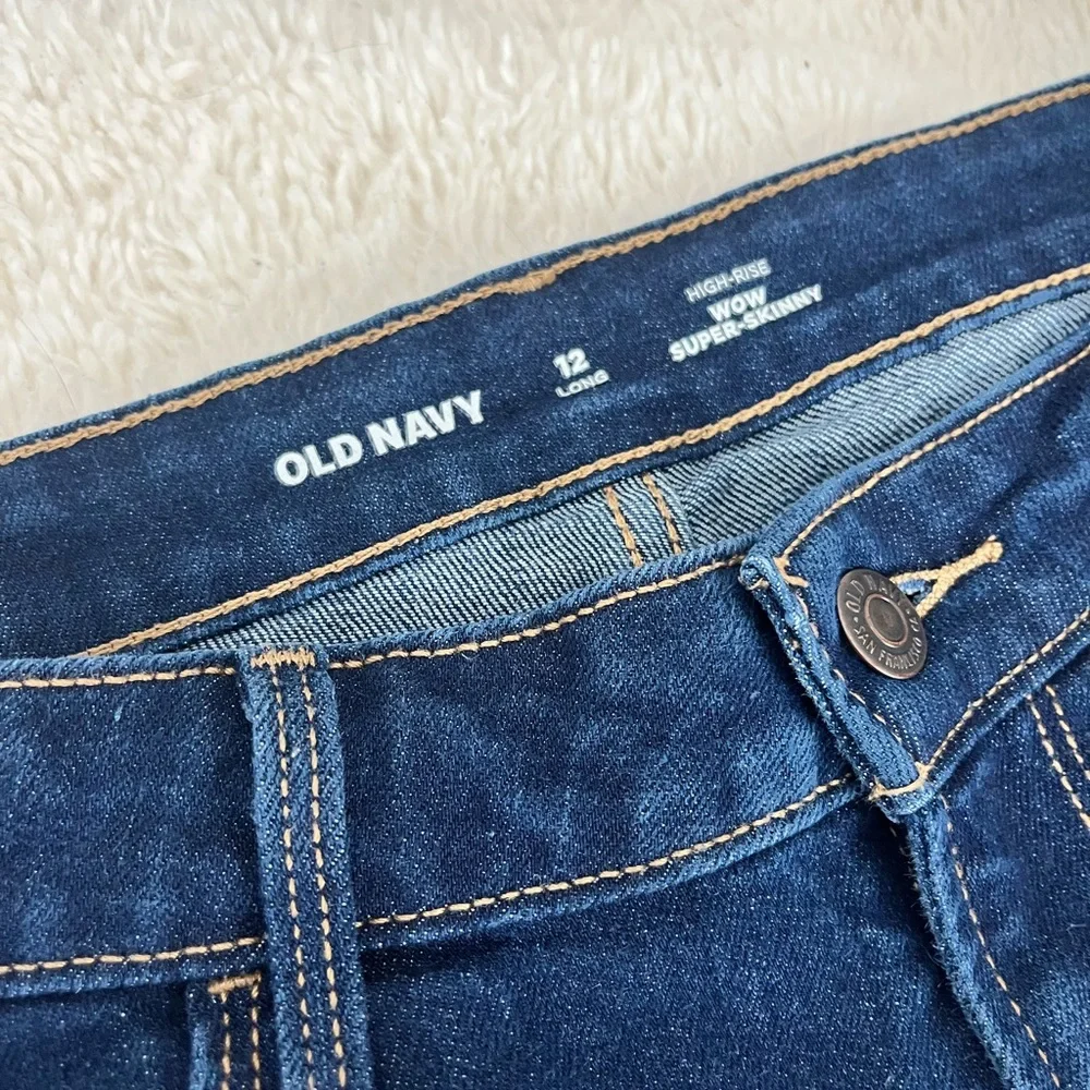 *2 PAIR!* Old Navy Dark Blue Women's WOW Super-Skinny Jeans Size 12 LONG - Picture 5 of 8